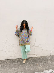 flower power oversized sweatshirt - olive