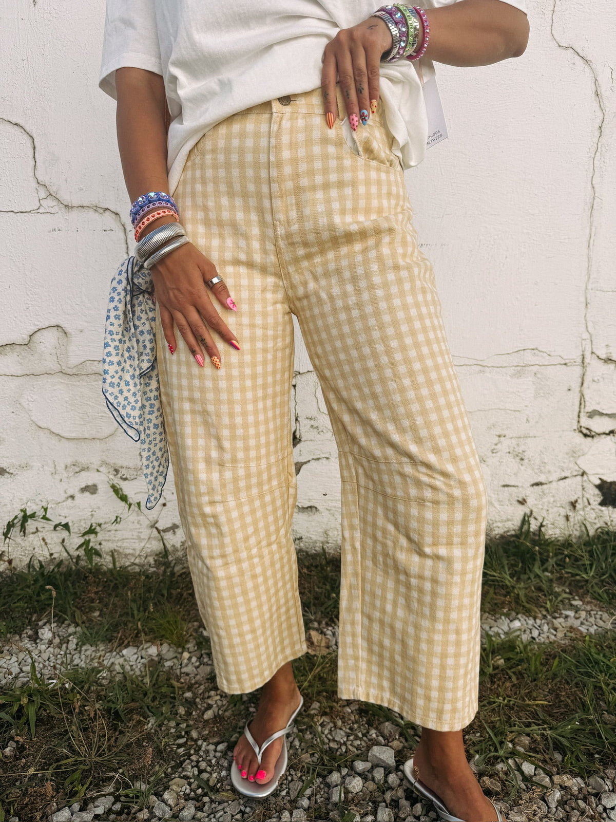 good graces gingham pants - yellow