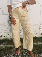 good graces gingham pants - yellow