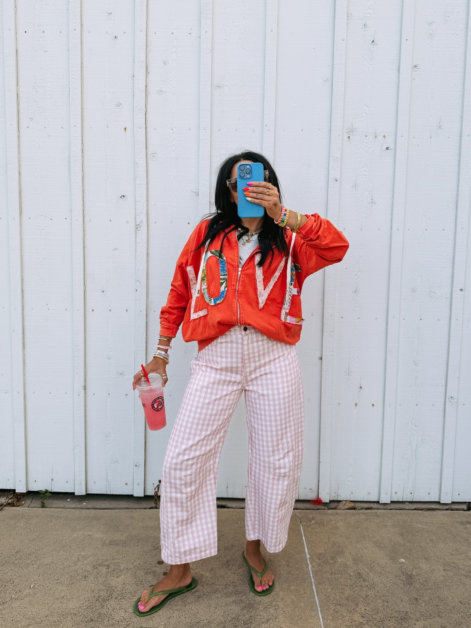 good graces gingham pants - pink