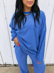 feeling fuzzy oversized top - royal blue