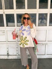 fresh flowers sweatshirt - cream