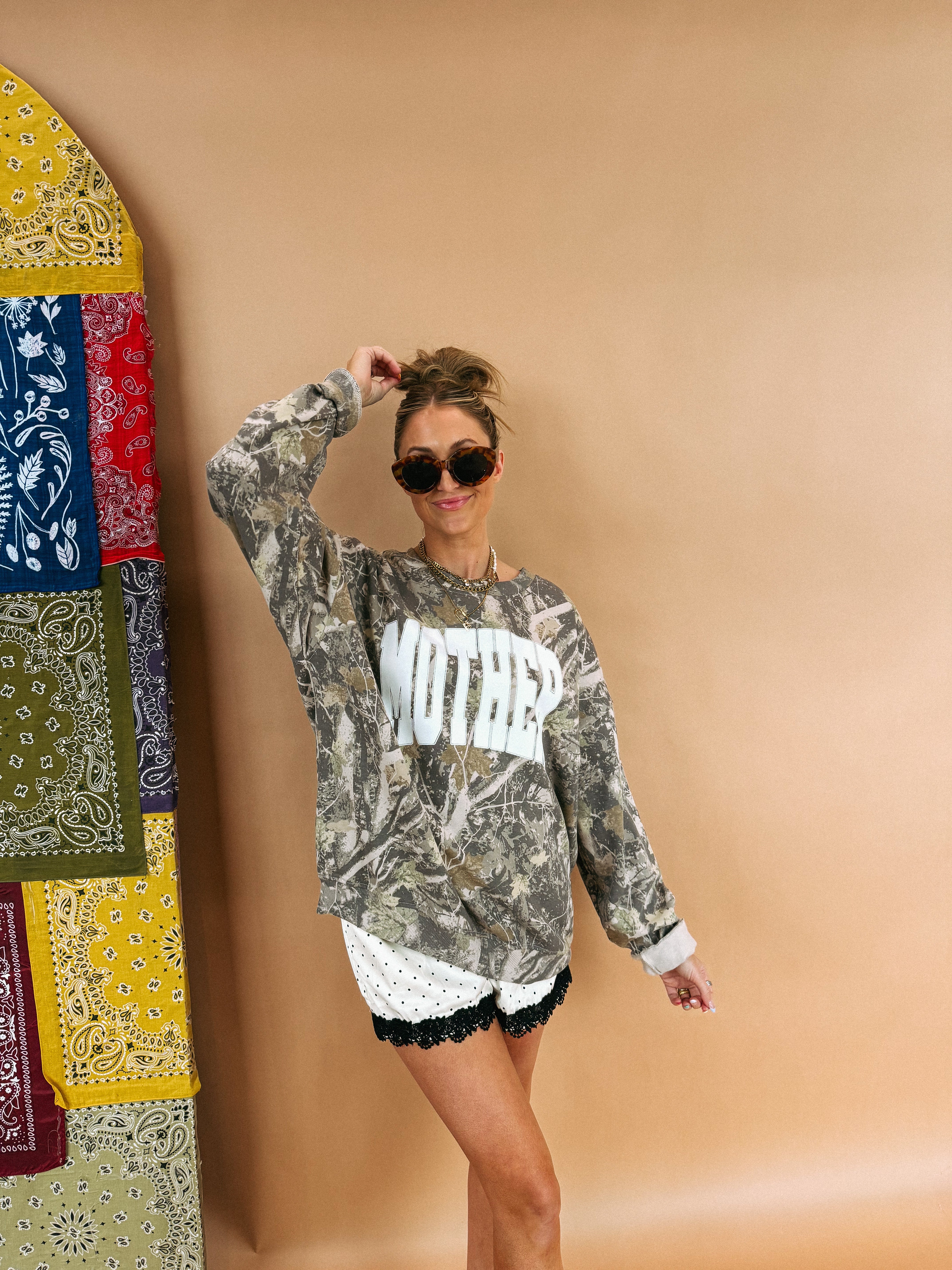 ETTA OG | varsity mother camo sweatshirt - white
