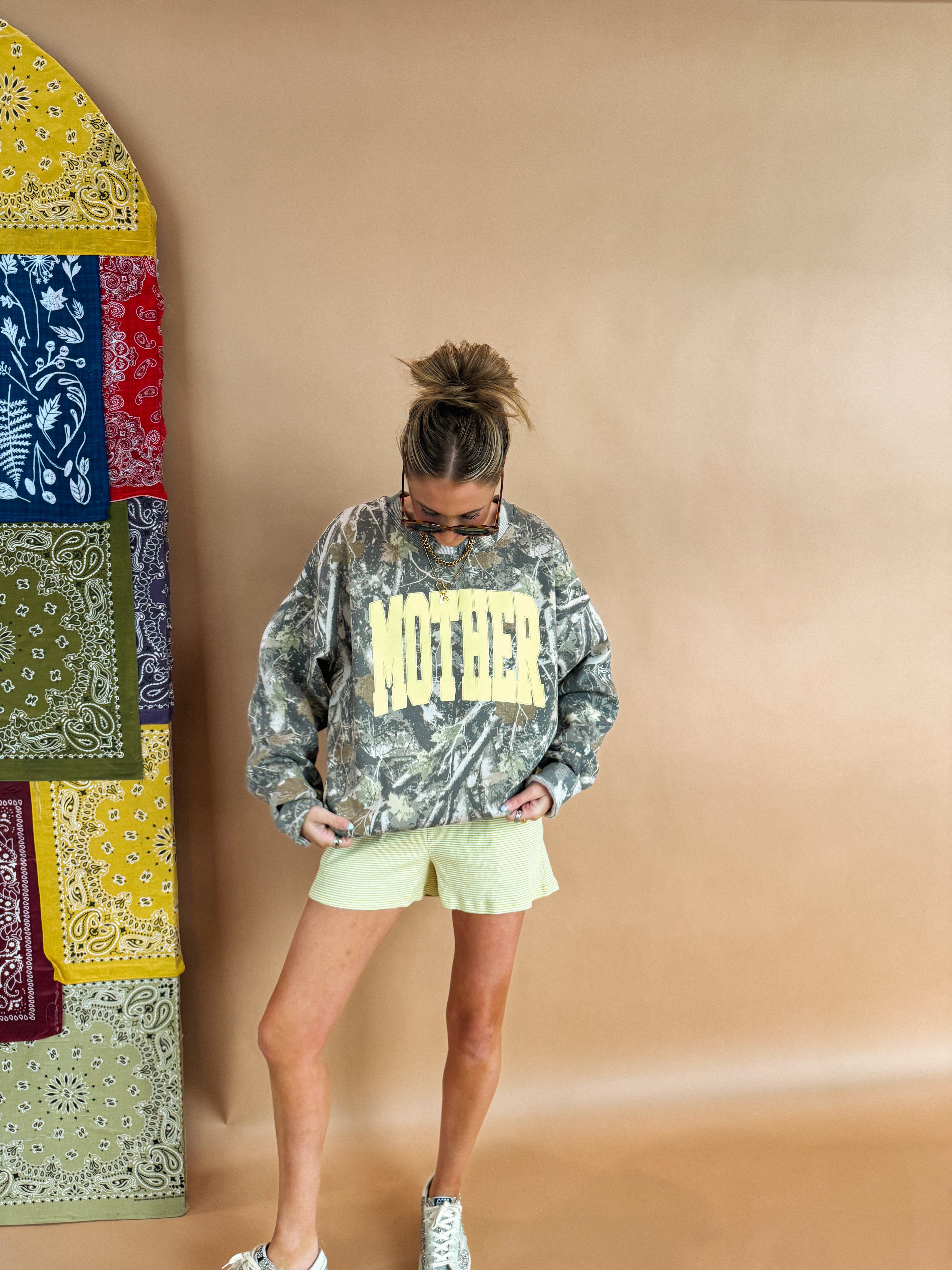 ETTA OG | varsity mother camo sweatshirt - yellow