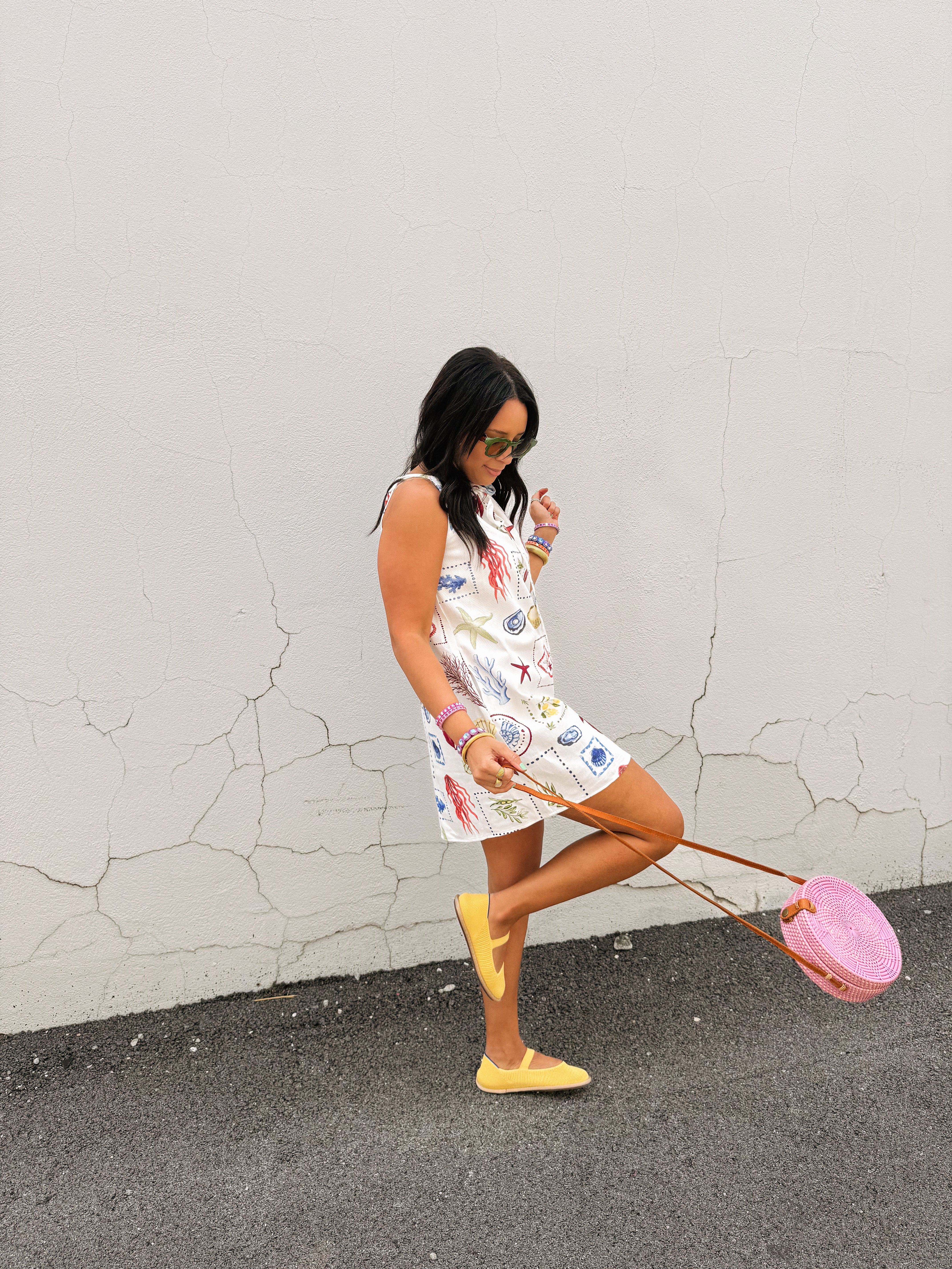 coral reef denim mini dress