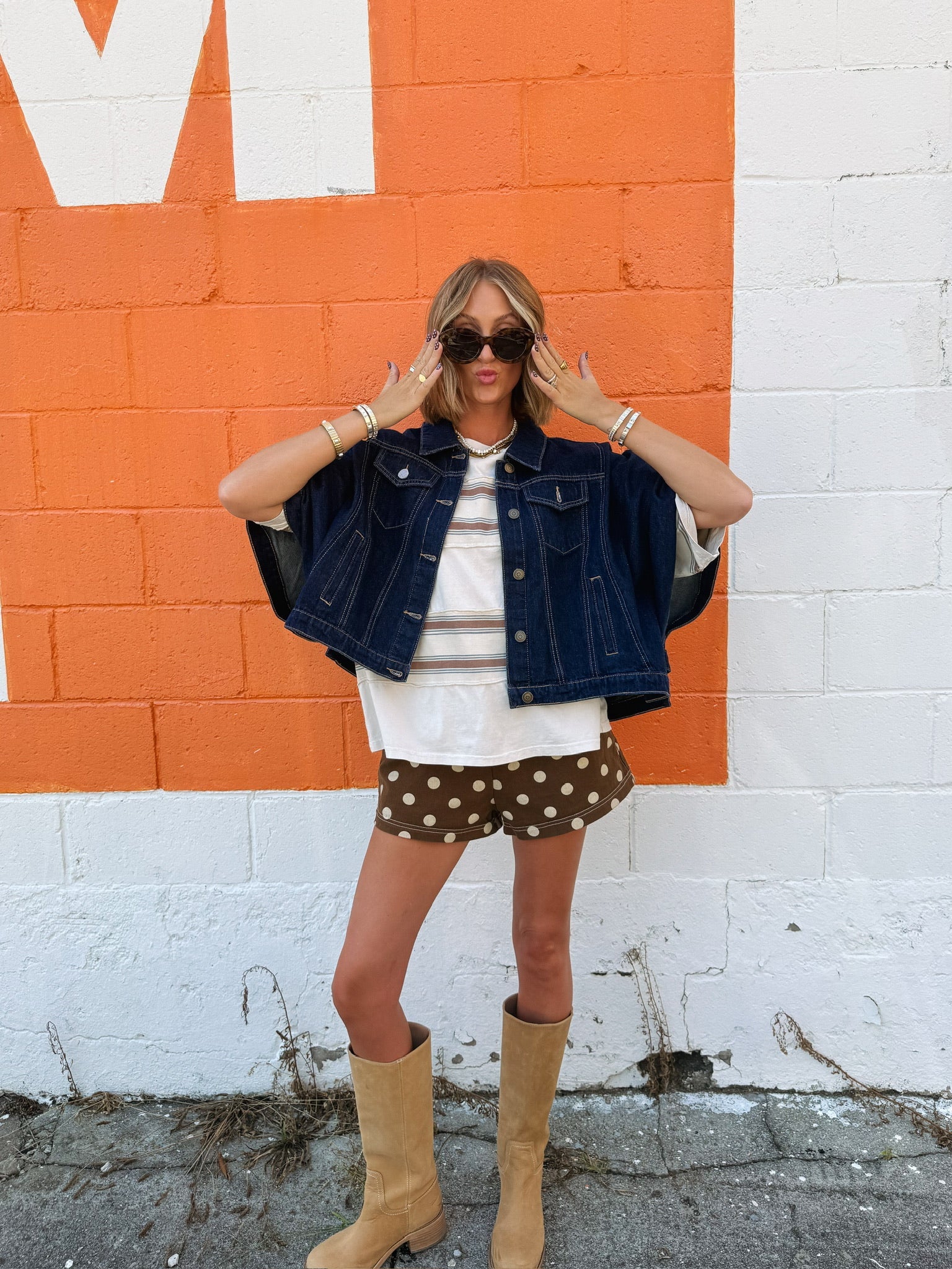 dark denim cape jacket