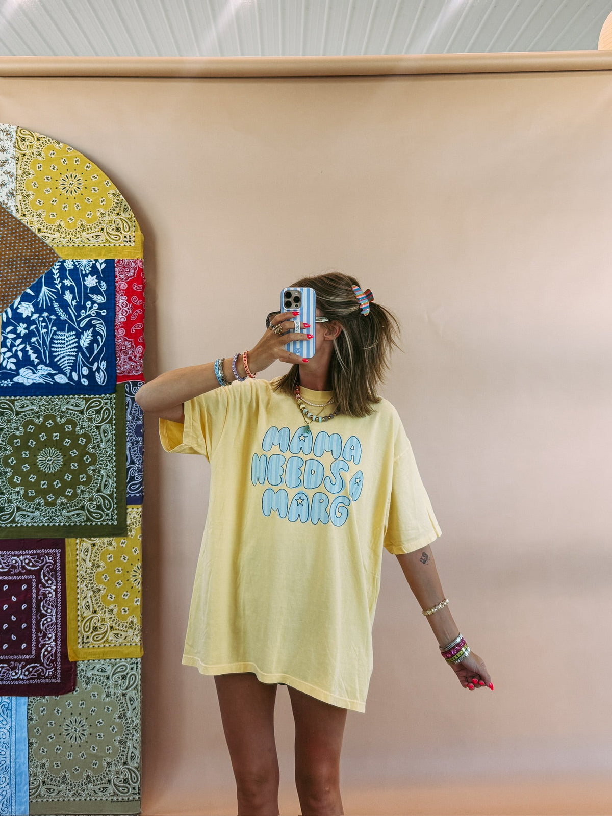 ETTA OG | stripe mama needs a marg graphic tee - butter yellow