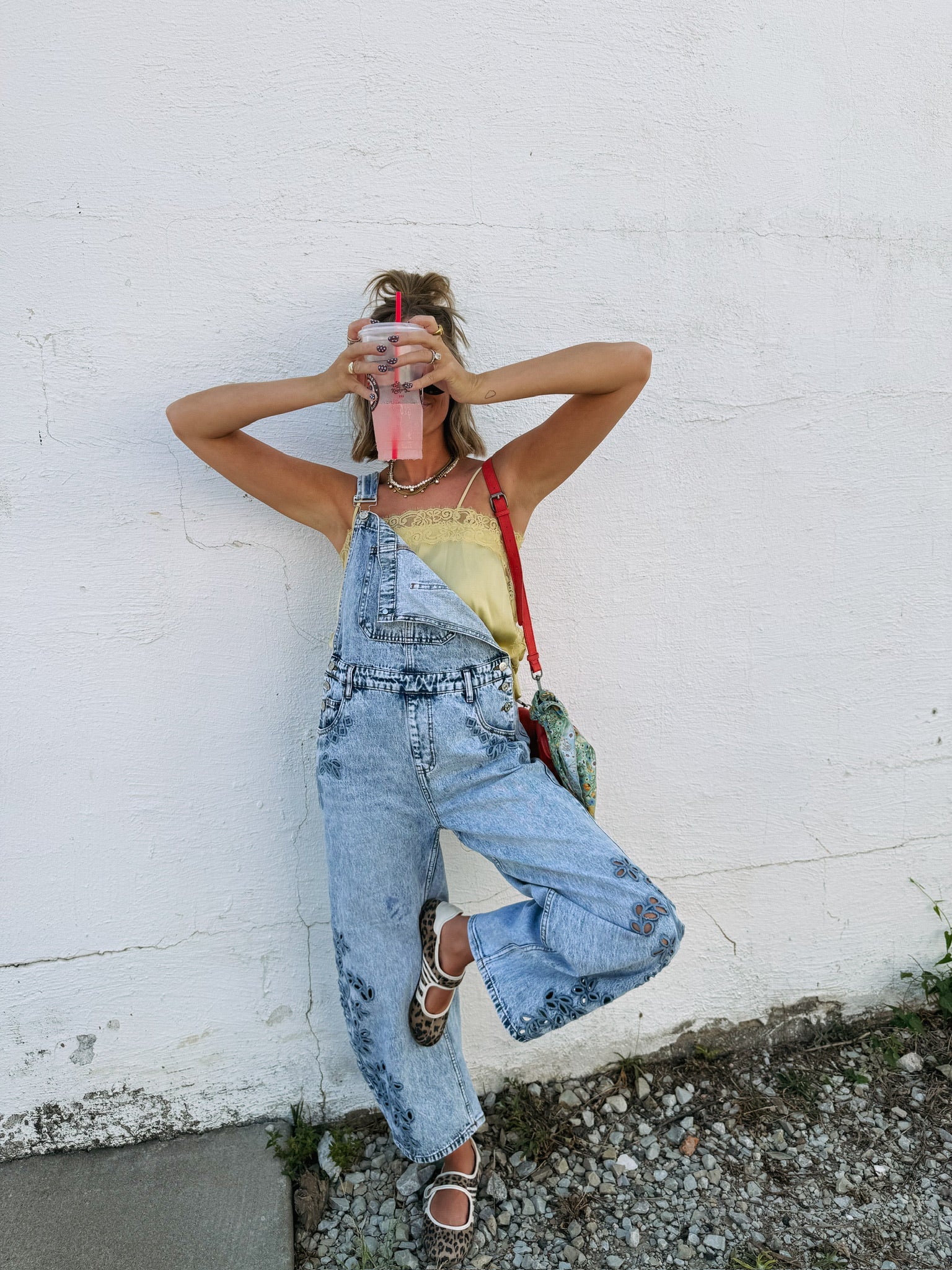 azalea eyelet barrel overalls