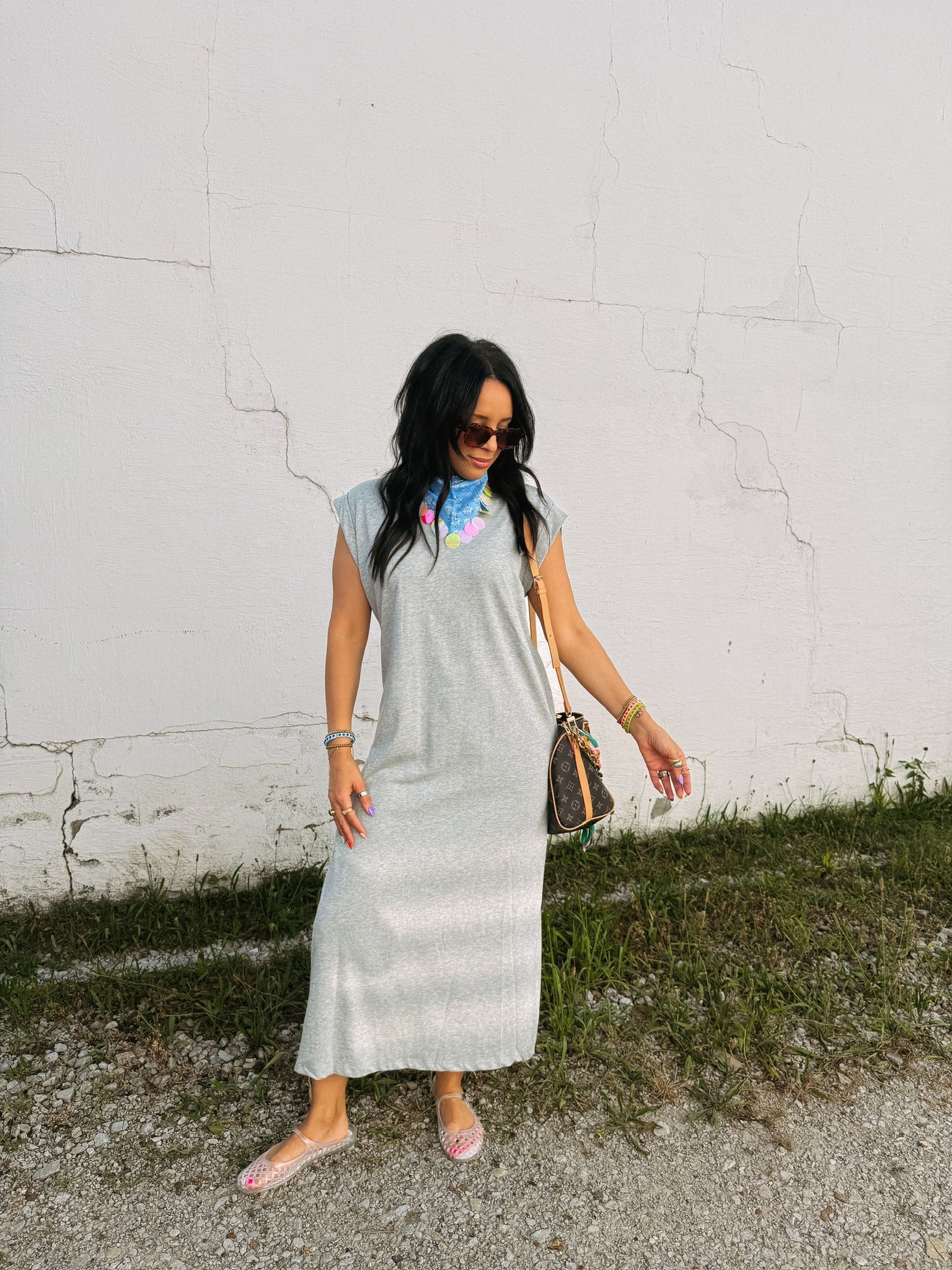 coastal tshirt dress - grey