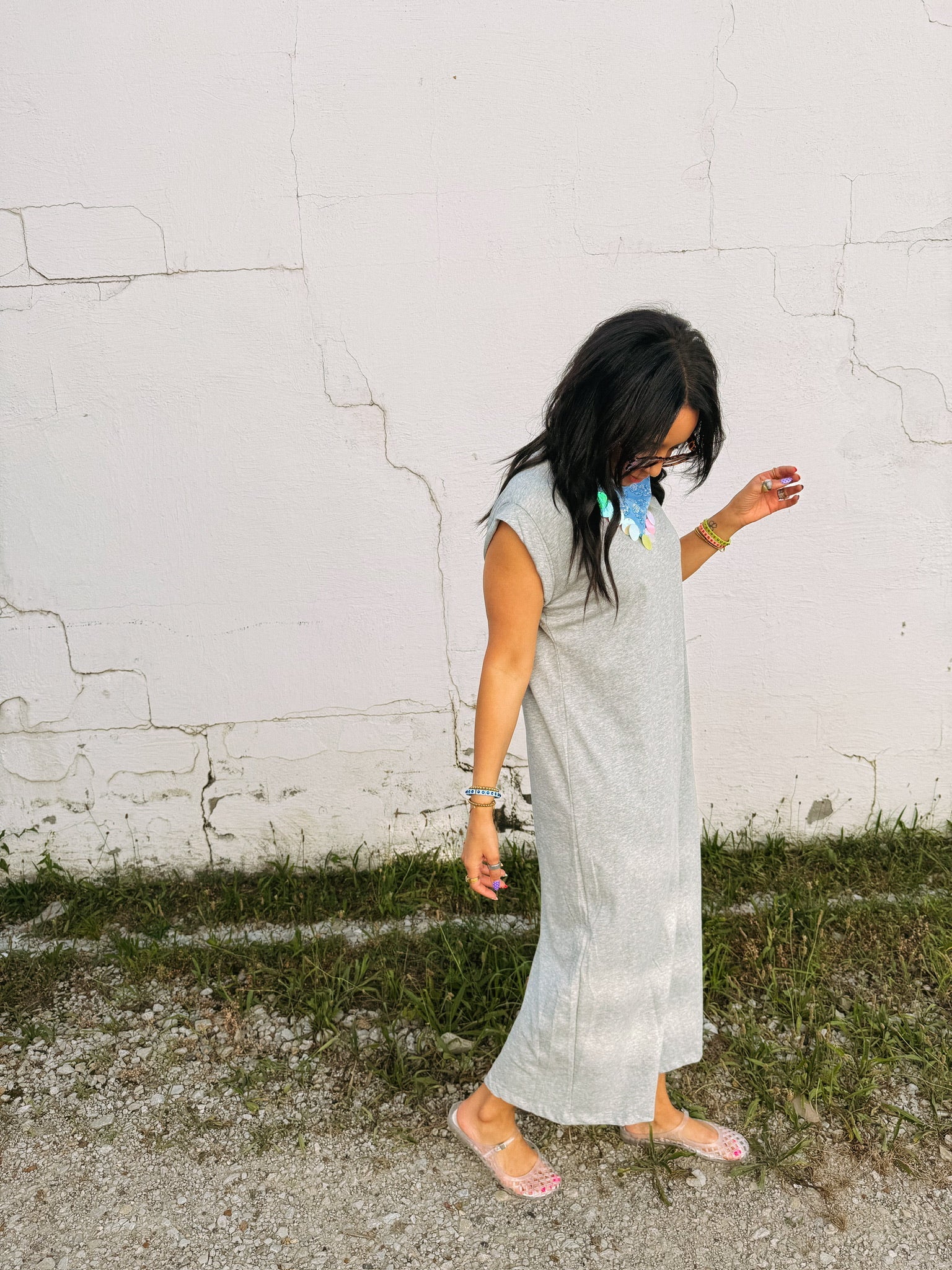 coastal tshirt dress - grey