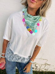 HANDMADE | sequin bandana scarf - teal