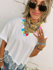 HANDMADE | sequin bandana scarf - yellow