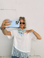 HANDMADE | sequin bandana scarf - white