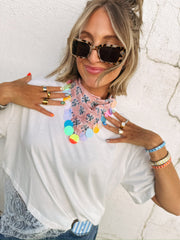 HANDMADE | sequin bandana scarf - light pink