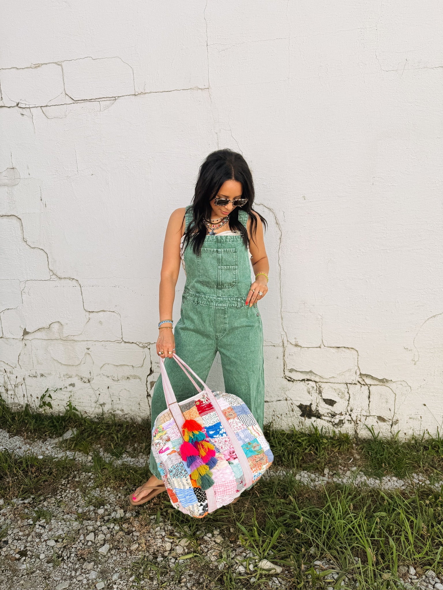 bloom quilted patchwork tote bag